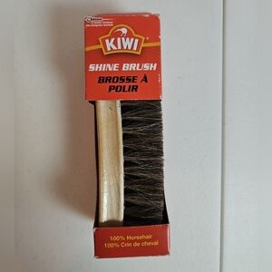 Kiwi Horsehair Shoeshine Brush 100% Horsehair Wooden Handle Leather Care Boots